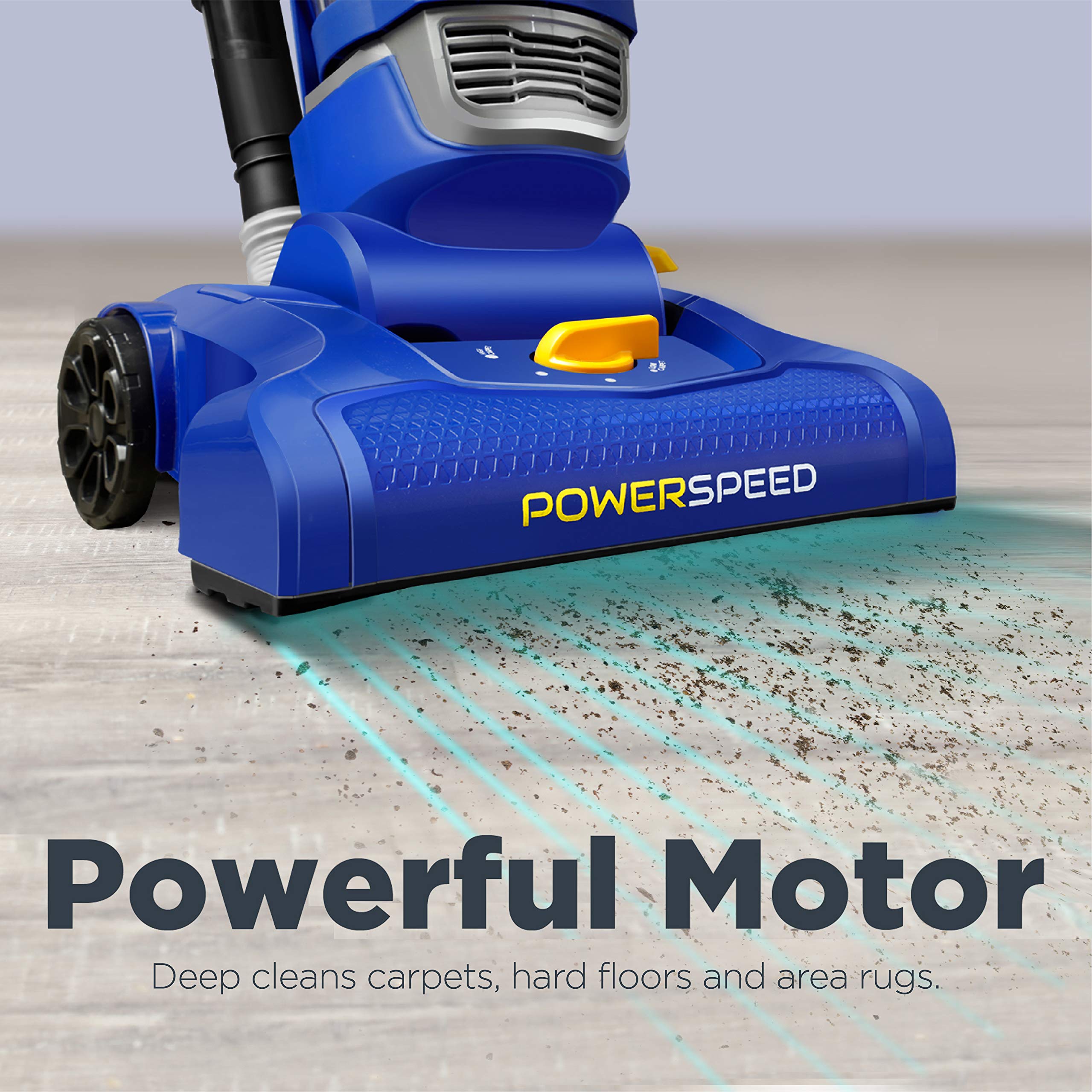 Eureka PowerSpeed with a 12-6inch wide nozzle for fast floor cleaning.