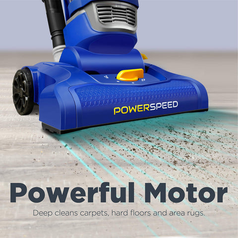 Eureka PowerSpeed with a 12-6inch wide nozzle for fast floor cleaning.
