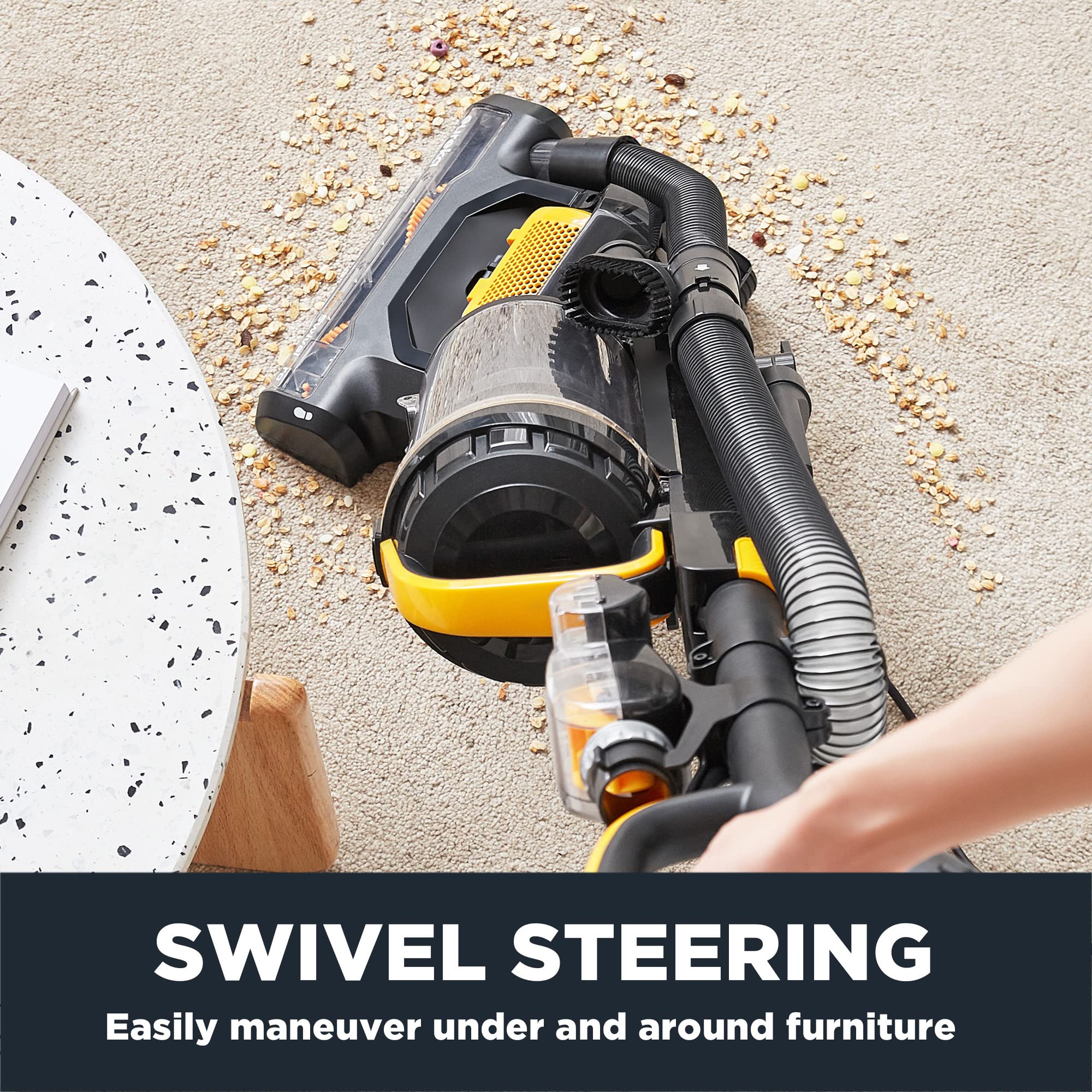 Eureka NEU350 dual cyclone technology demonstrates steady suction through debris