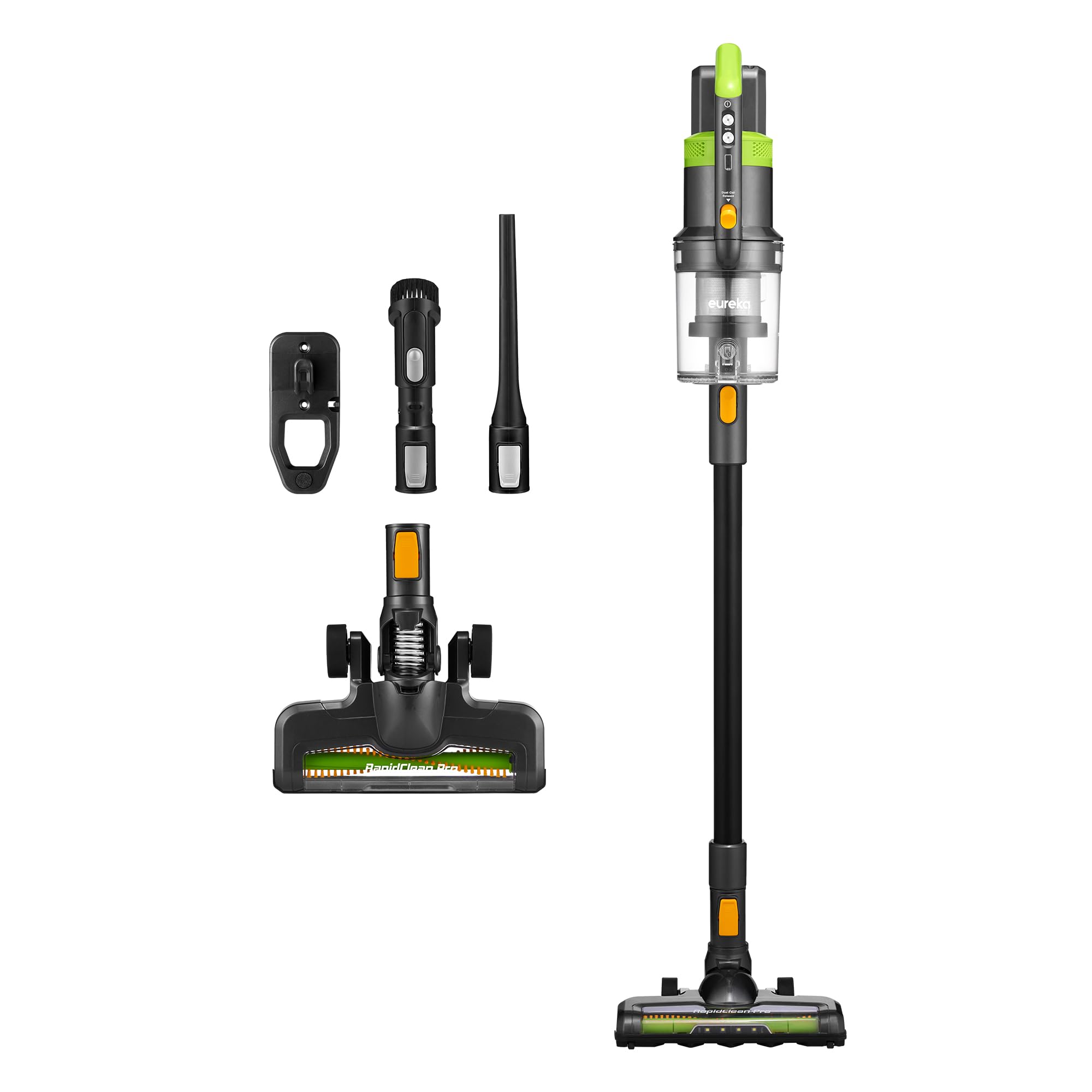 Eureka RapidClean Pro with LED headlights illuminates corners for precise hard-floor cleaning.