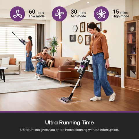 Eureka Stylus Elite hands-free emptying dock for mess-free disposal.