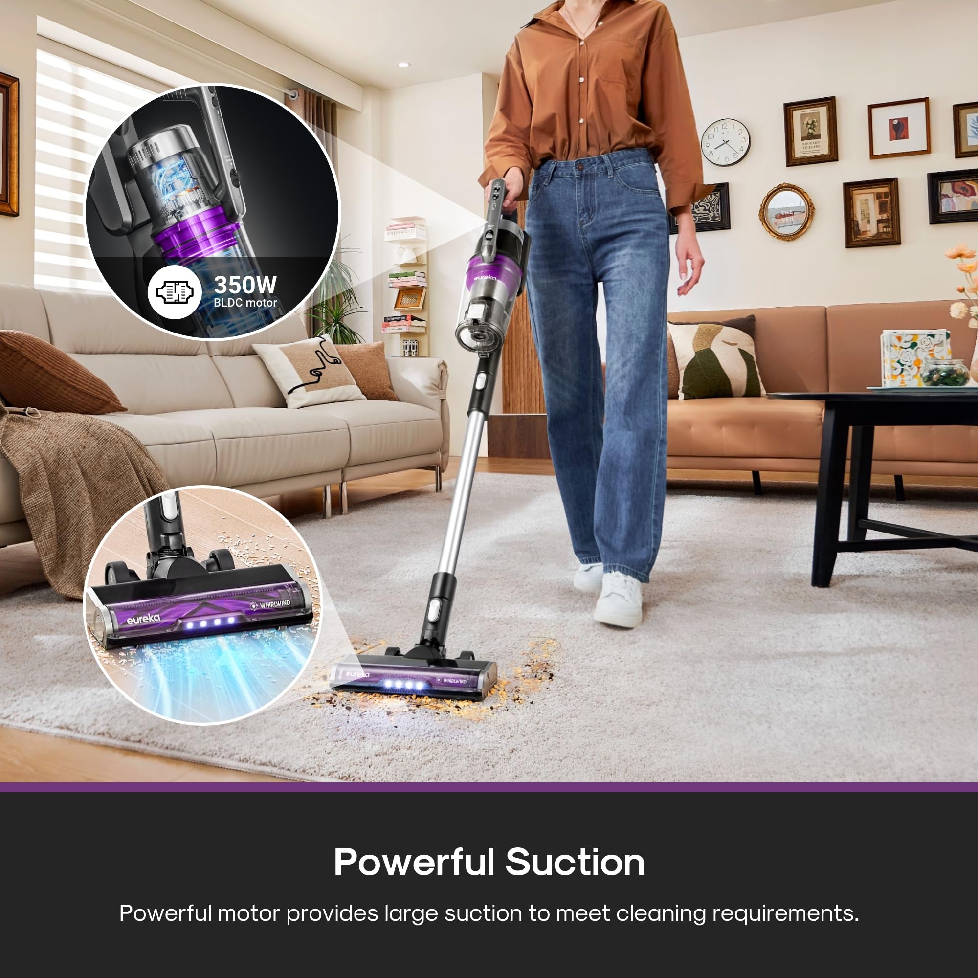 Eureka Stylus Elite captures pet hair with anti-tangle brushroll.
