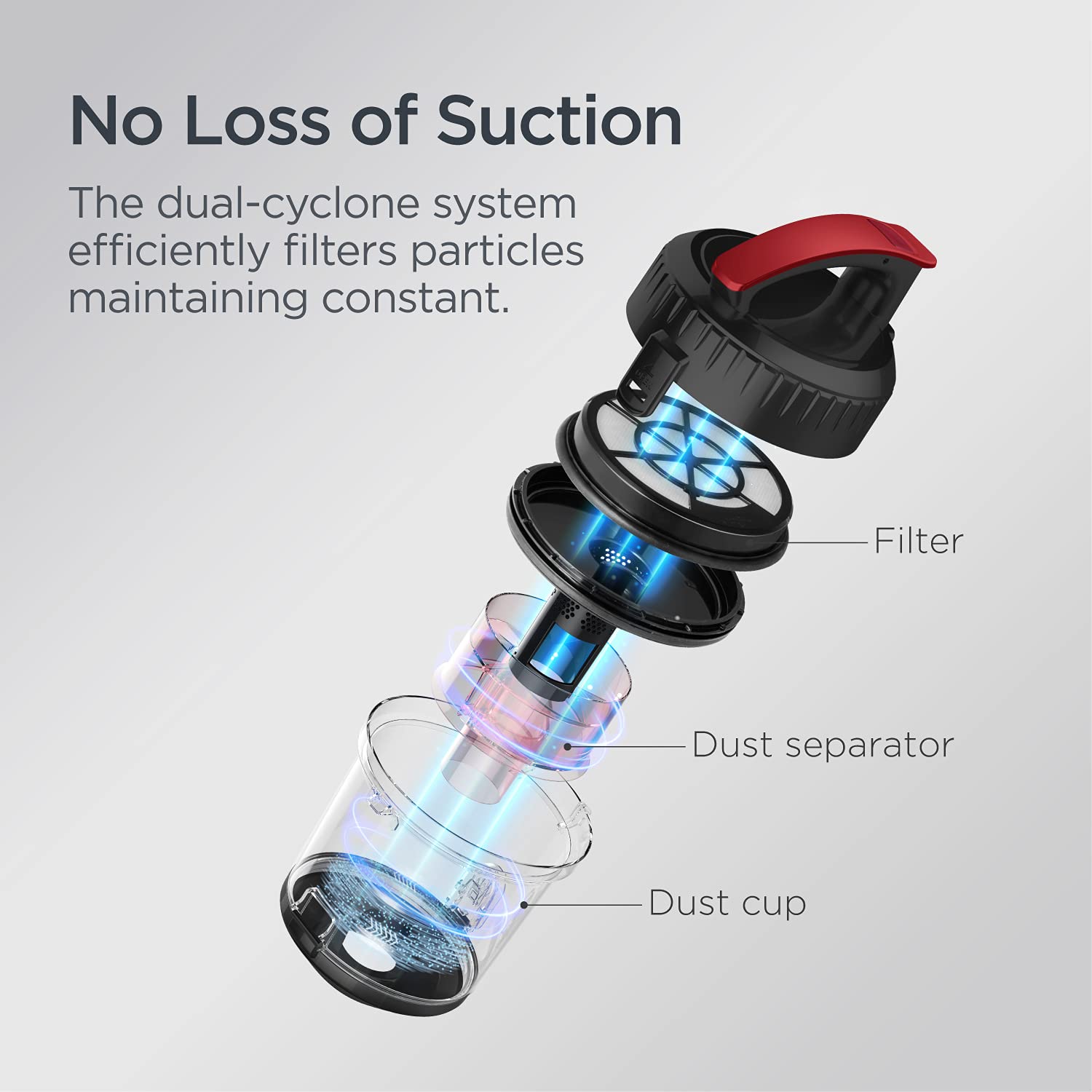 Eureka swivel steering in action for cleaning under furniture and around corners.