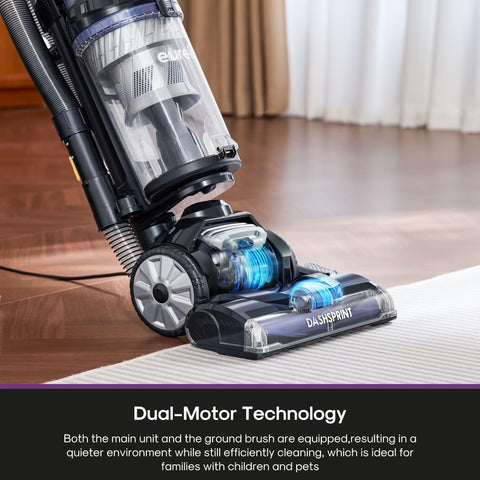 Eureka upright vacuum blue attachments enable above-floor cleaning