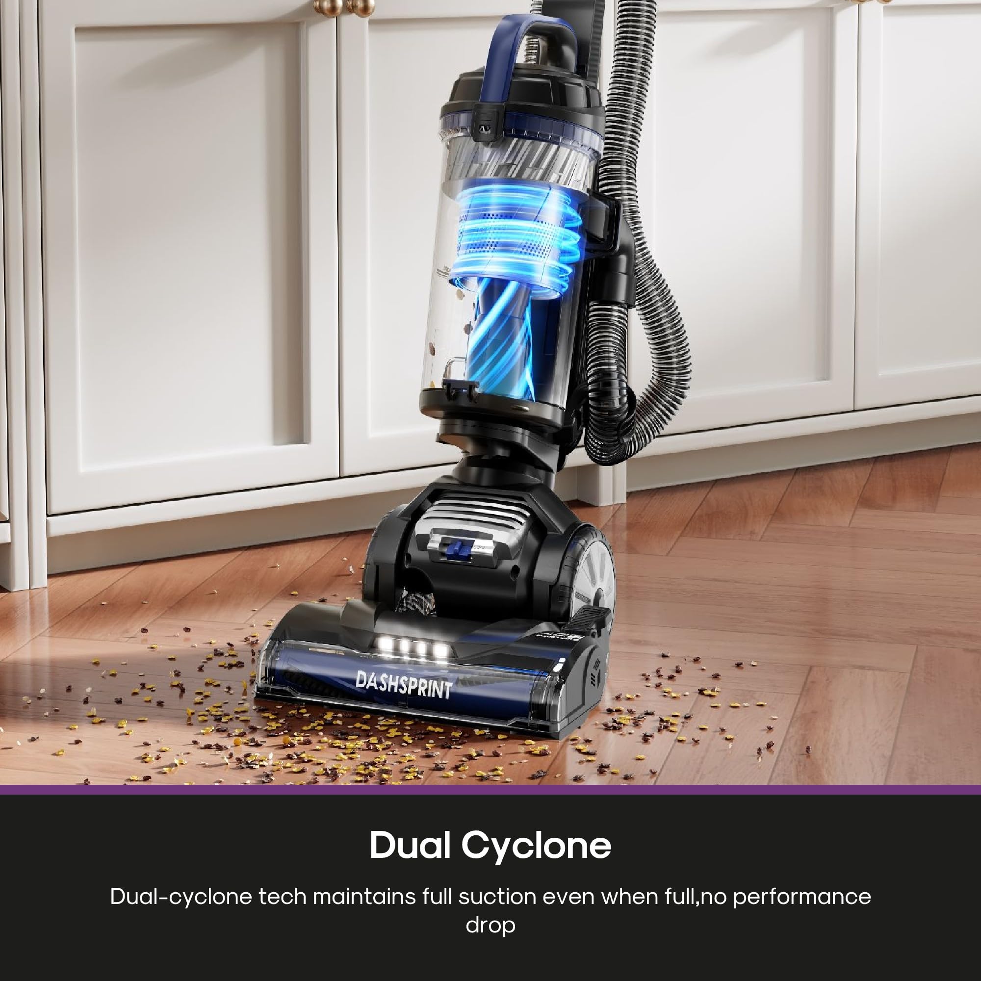Eureka upright vacuum blue dust cup with large capacity for fewer interruptions