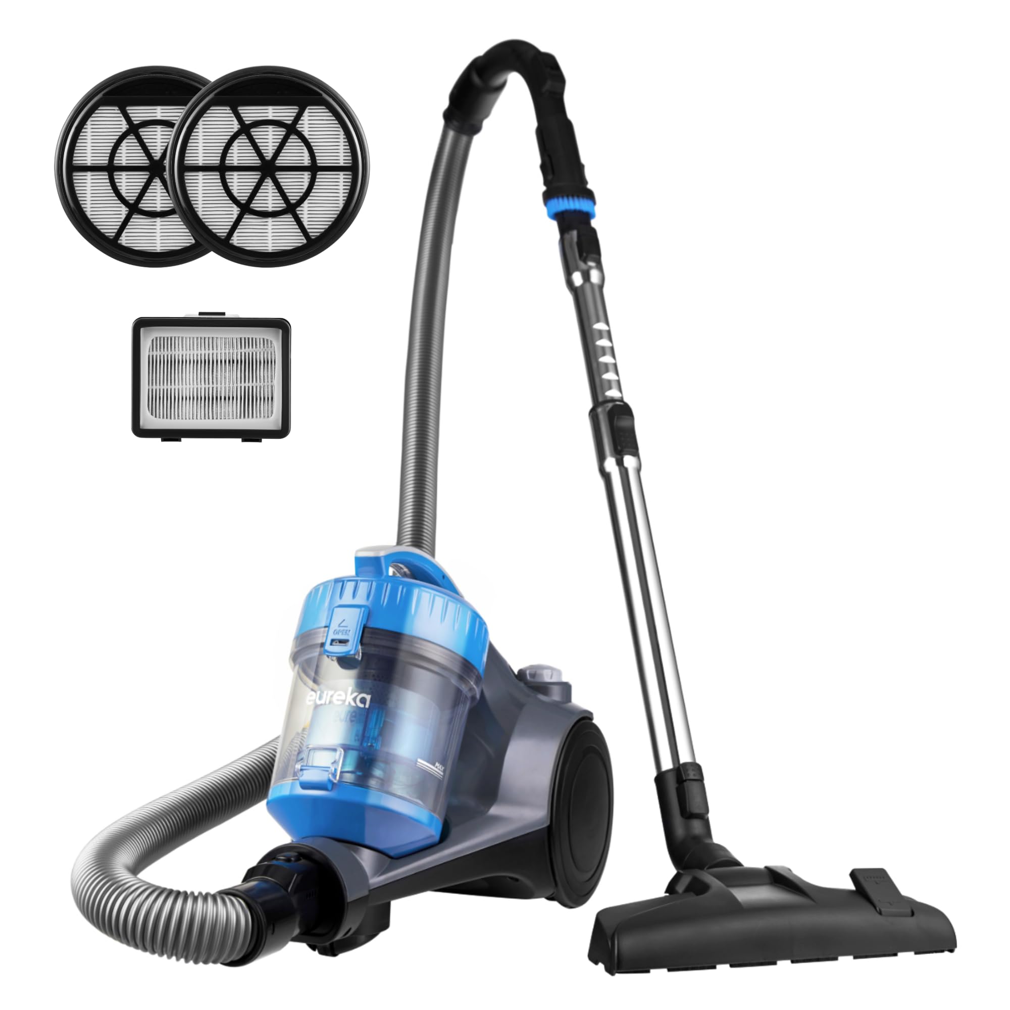 Eureka WhirlWind NEN110B bagless canister vacuum for versatile cleaning on carpets and hard floors.