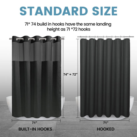 EUTXL bathroom setup with curtain and liner showcases complete protection.