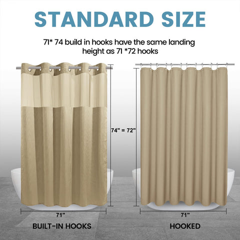 EUTXL modern beige curtain complements home, hotel, or gym showers.