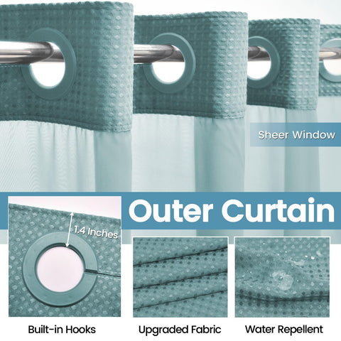 EUTXL Teal curtain mesh window lets light in while preserving privacy