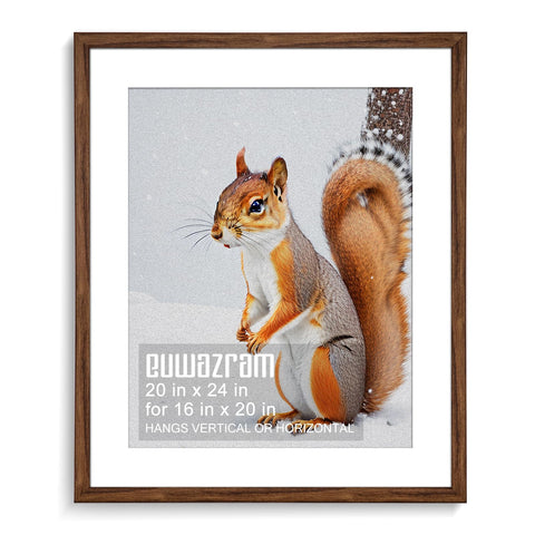 euwazram Rustic Walnut 20x24 frame with mat displays a 16x20 photo with a clean border.