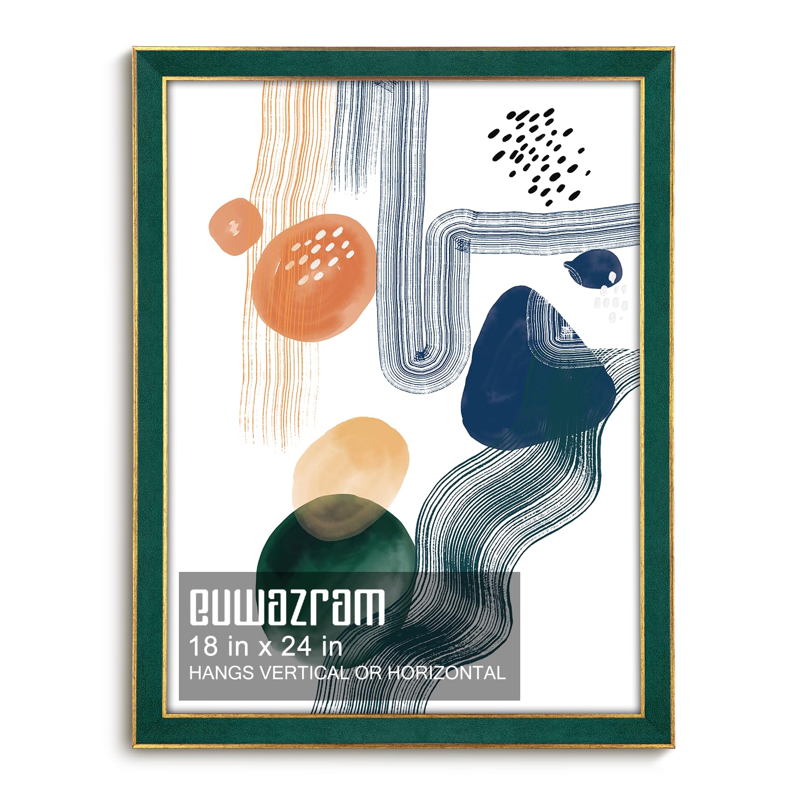euwazram Suede 18x24 frame green front view enhances photos with timeless elegance