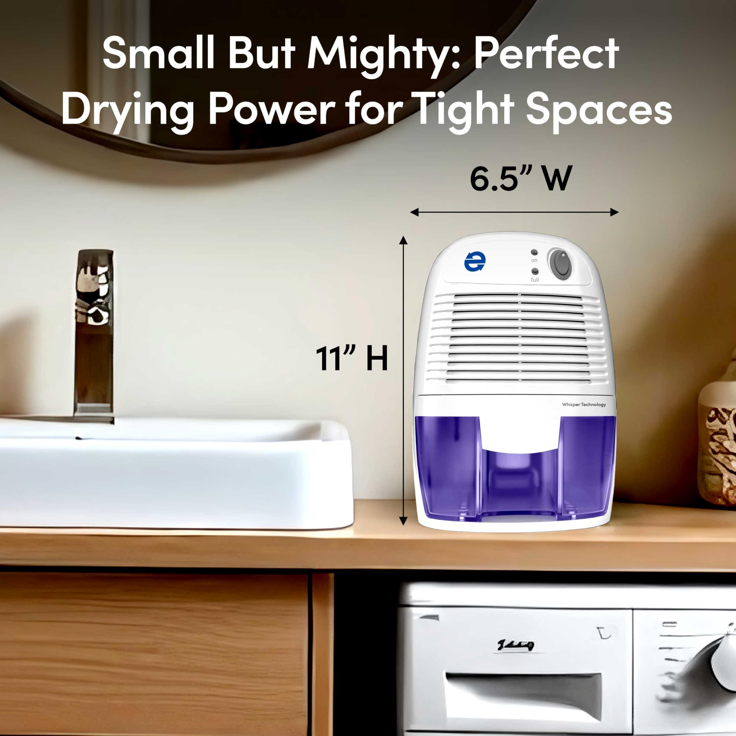 Eva-Dry EDV-1100 side-view emphasizes portability and space-saving design.