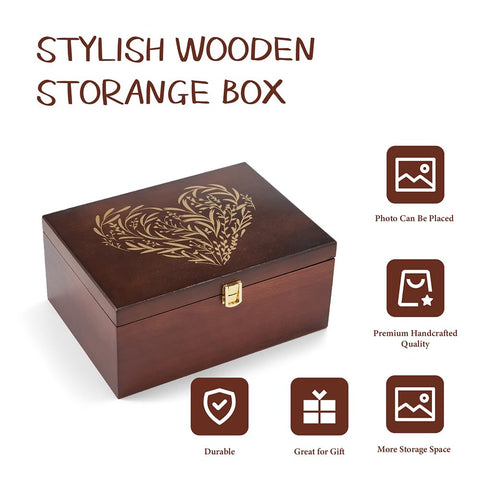 Solid wood craftsmanship with hinged lid for easy access and durable protection