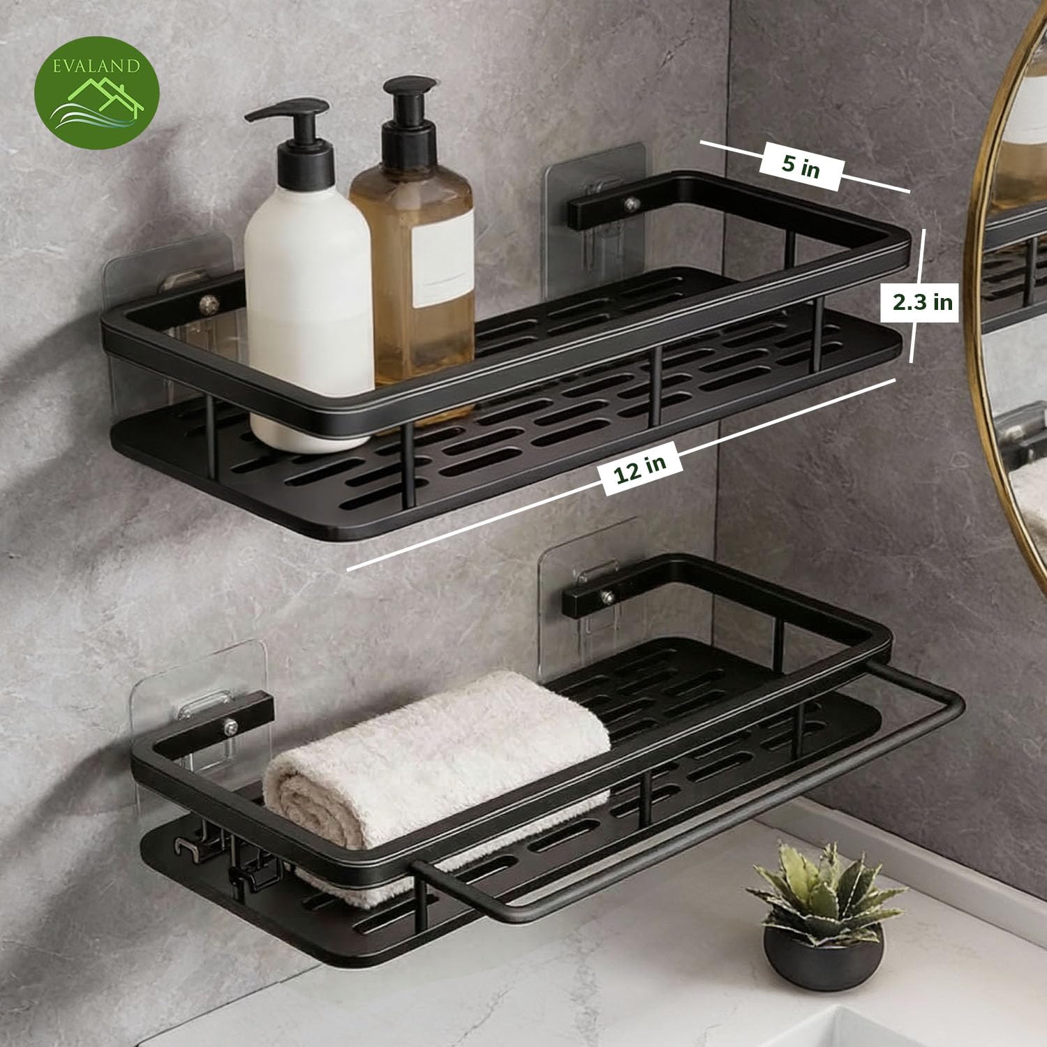 No-drill installation for quick bathroom organization with the EVALAND caddy