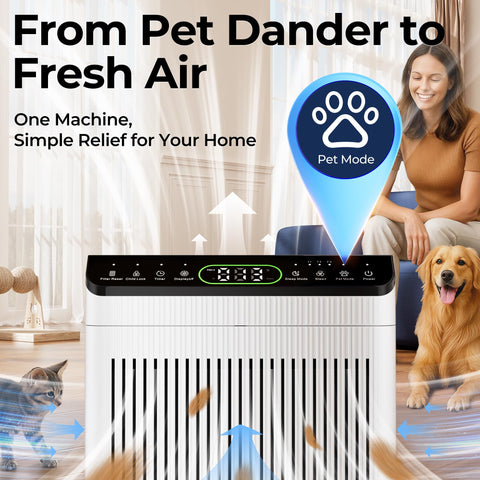 Evalit air purifier uses washable pre-filter to trap dust and hair.