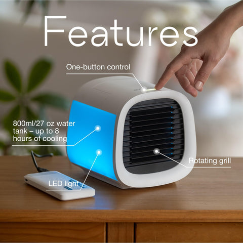 Evapolar evaCHILL portable unit with a handle for easy transport and personal cooling.