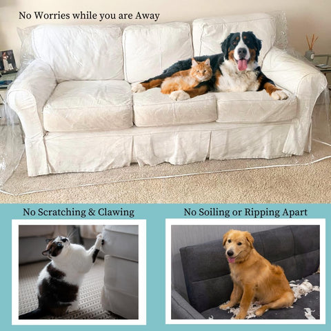 Evelots clear couch cover provides dust and spill protection