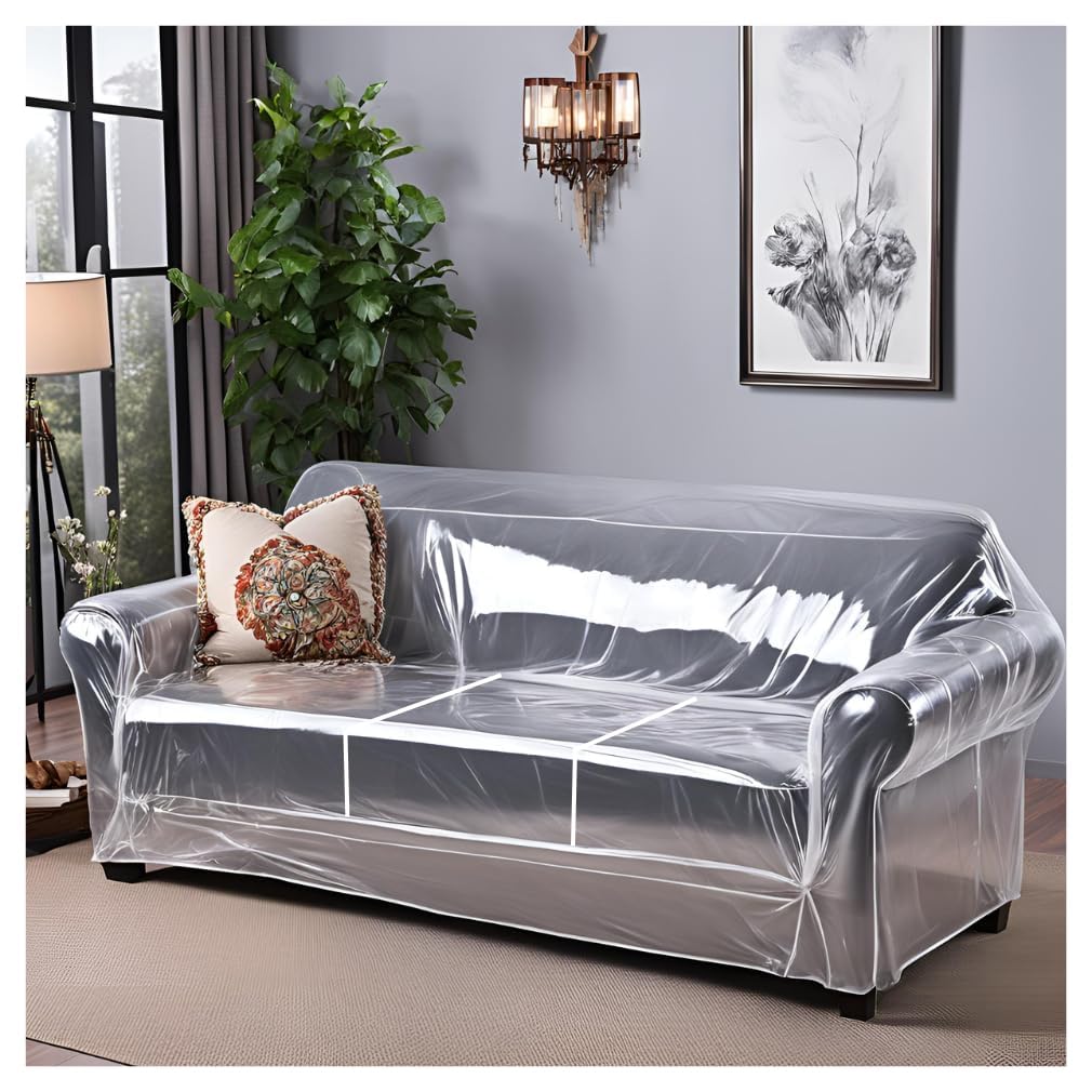 Evelots clear couch cover on sofa protecting against spills and pets