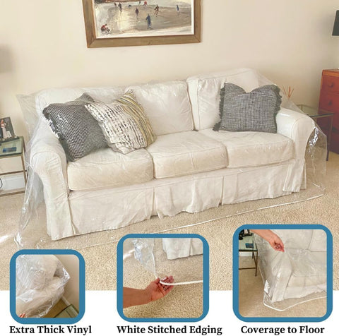 Evelots clear couch cover tear-resistant plastic guards claws