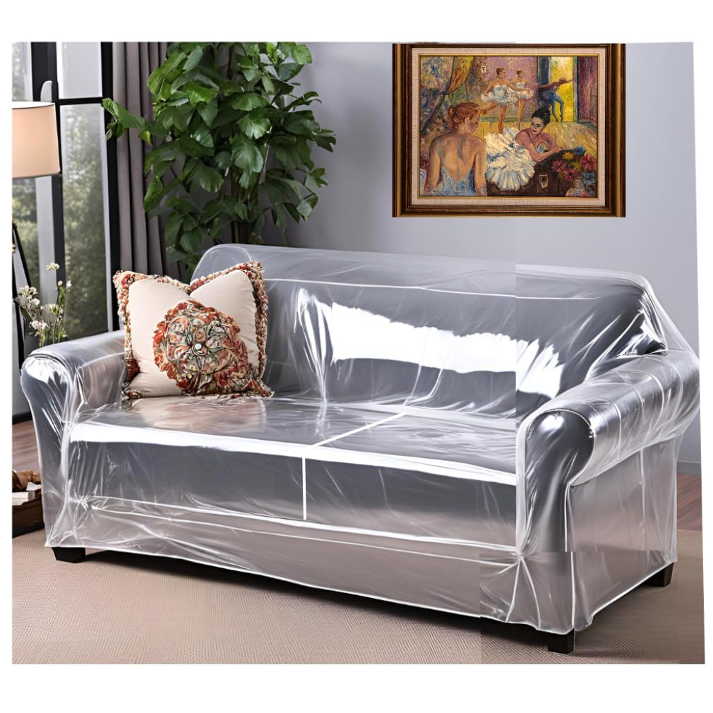 Evelots clear plastic loveseat cover preserves sofa beauty while shielding from spills and pet claws.
