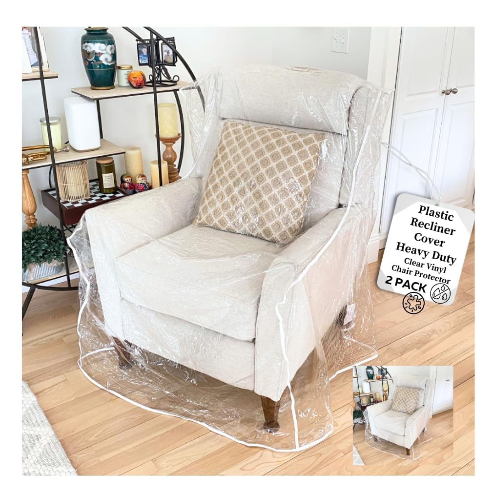 Evelots clear plastic recliner cover protects against spills and claws while preserving chair look.
