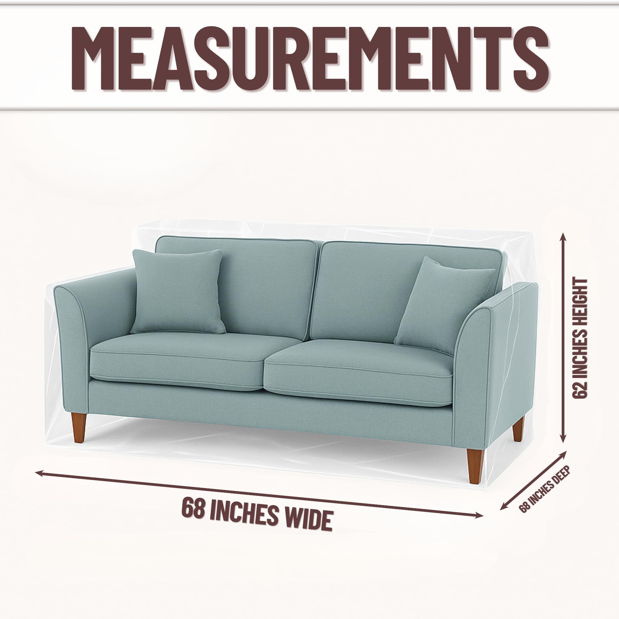 Evelots dimensions 42x68x62 inches ensure a versatile fit for loveseat sofas.