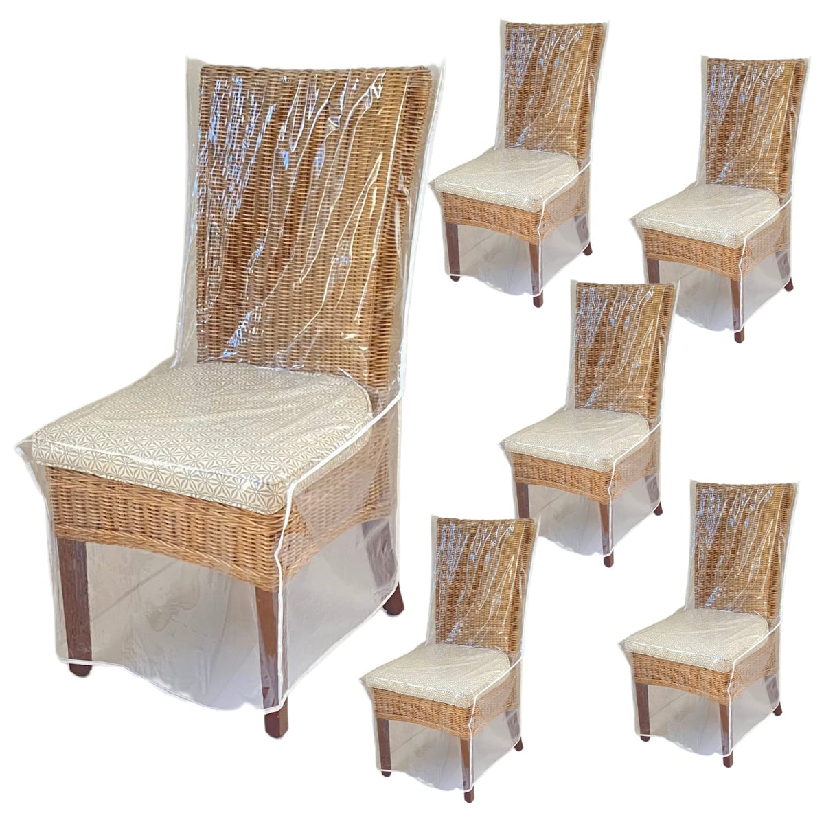 Evelots clear chair cover protecting a dining chair from spills and pet hair