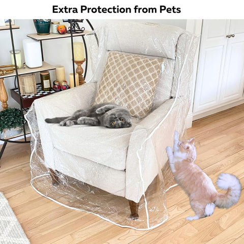 Evelots heavy-duty vinyl armchair protector resists tears for everyday use.