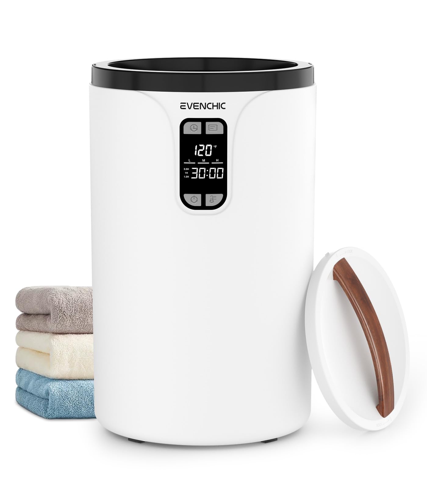 Evenchic towel warmer front view showing a modern bathroom design for warmth