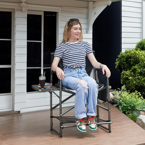 Ever Advanced director chair with steel footrest for comfortable sessions.