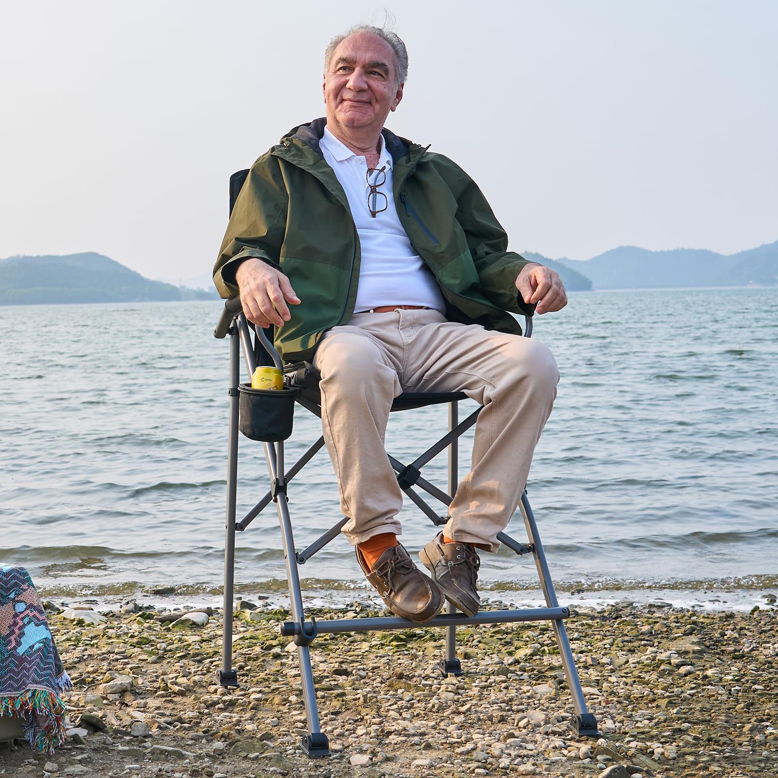 EVER ADVANCED tall chair demonstrates 31-inch height for improved viewing at events.
