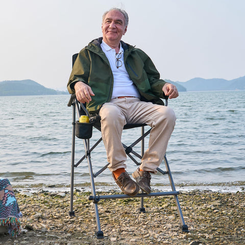 EVER ADVANCED tall chair demonstrates 31-inch height for improved viewing at events.