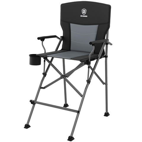 EVER ADVANCED tall chair with cup holder keeps drinks within reach during camping.
