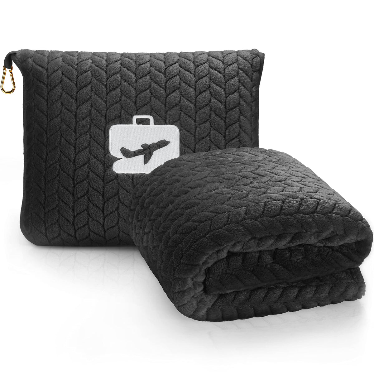 EverSnug travel blanket 68x42 folded in soft bag demonstrates compact warmth.