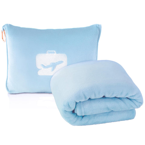 EverSnug travel blanket folded in its case for easy packing.