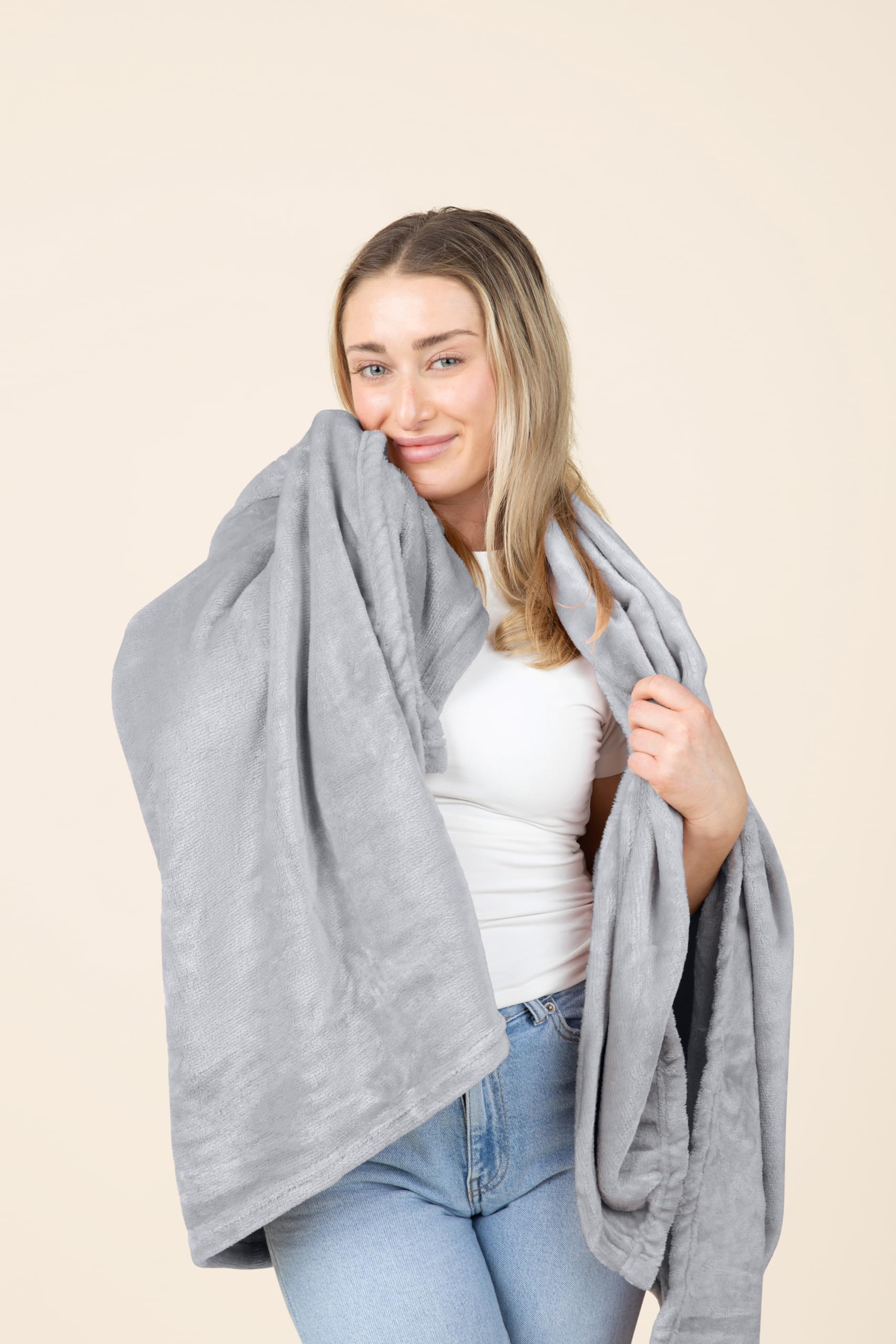 EverSnug travel blanket used as a pillow for restful travel