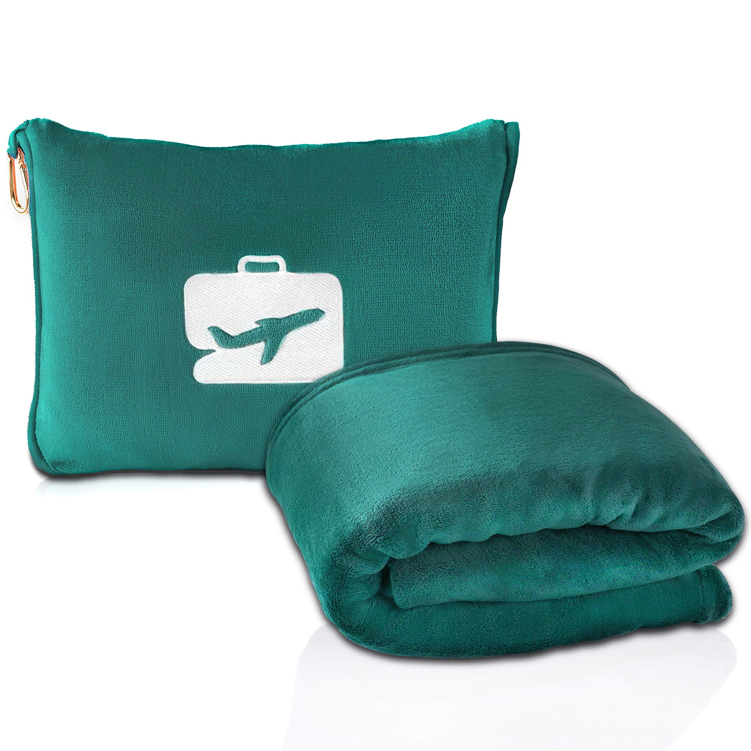 EverSnug travel blanket in teal, folded for compact warmth.