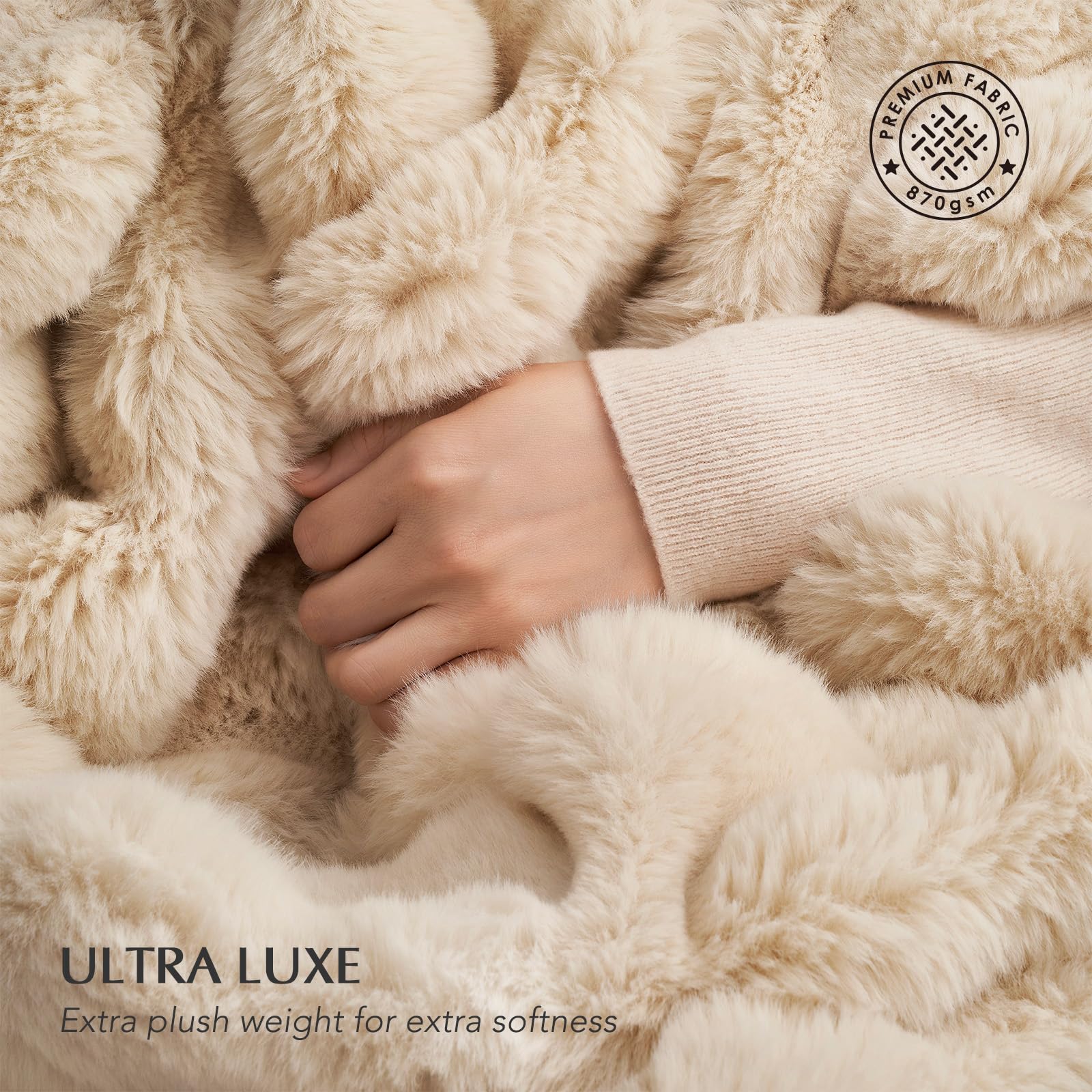 EverGrace cozy reversible faux fur blanket for bed or couch.