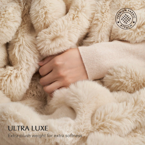 EverGrace cozy reversible faux fur blanket for bed or couch.