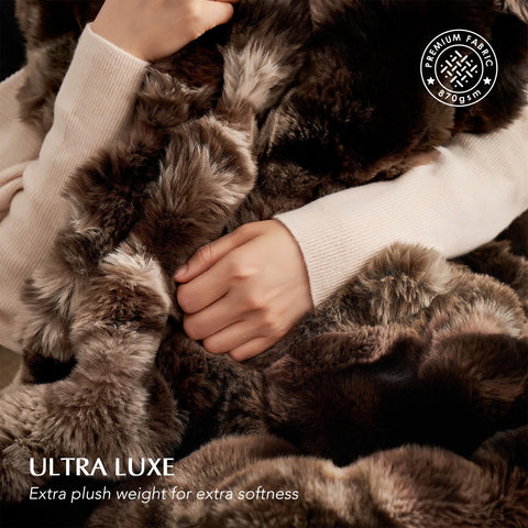 EverGrace faux fur throw on sofa for cozy evenings.
