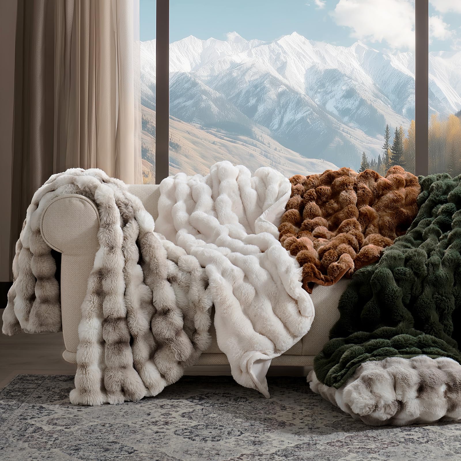 EverGrace outdoor-warm bubble throw brings inviting warmth to outdoor seating.