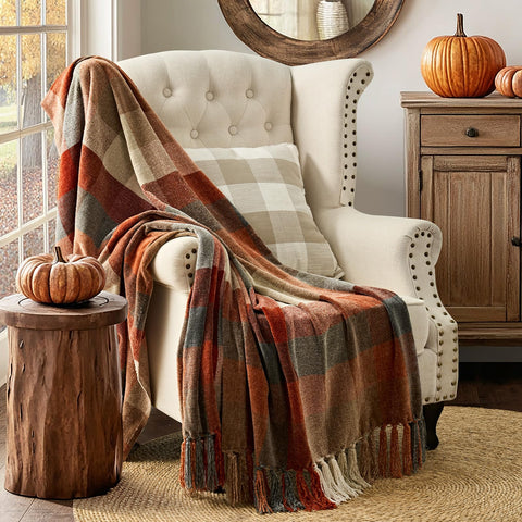 EverGrace plaid chenille throw on bed creates soft bedding accent