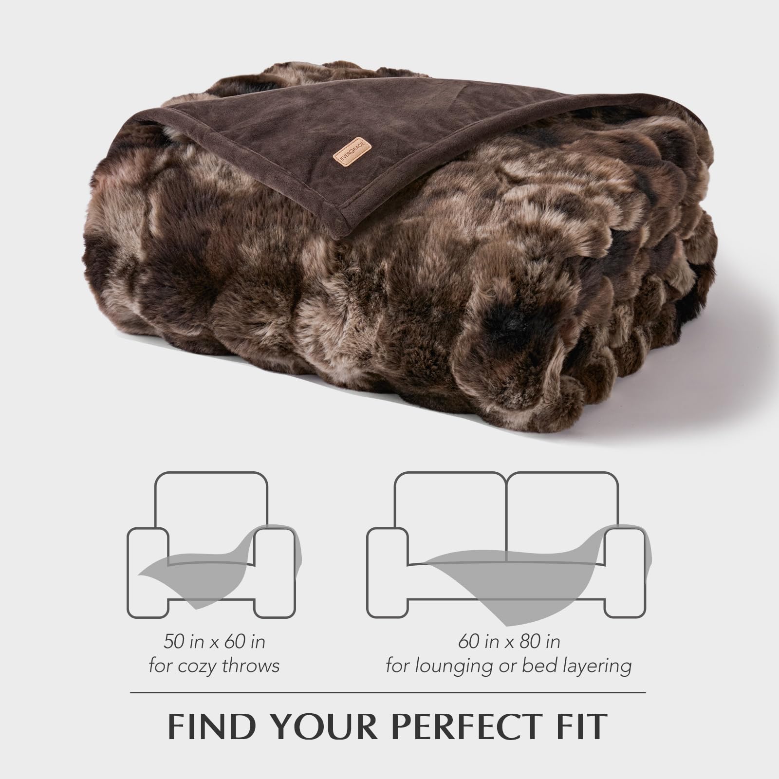 EverGrace reversible plush fur throw showing dual textures.