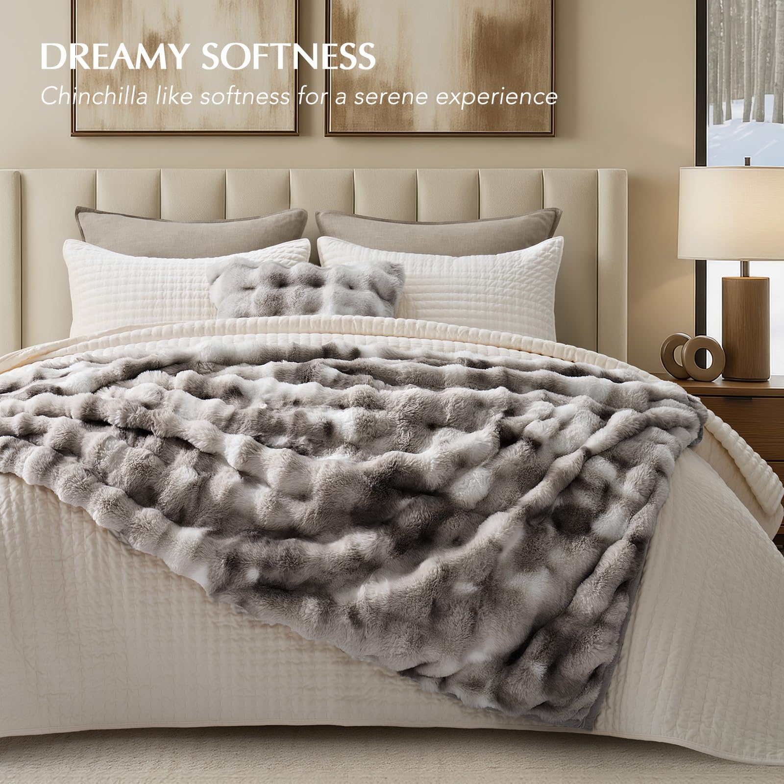 EverGrace Ridgeline plush faux fur with 650 GSM for warm coziness.