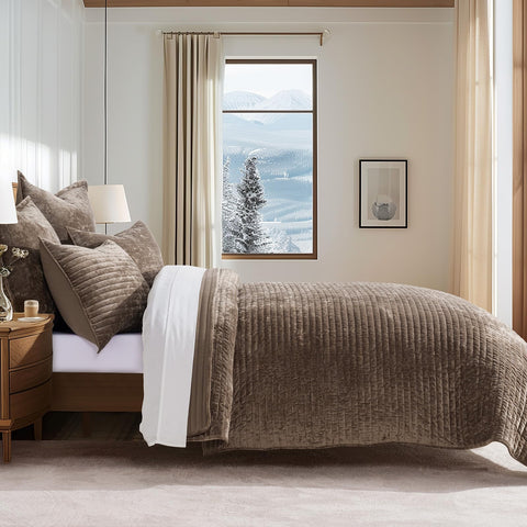 EverGrace velvet quilt set queen striped channel detail highlight