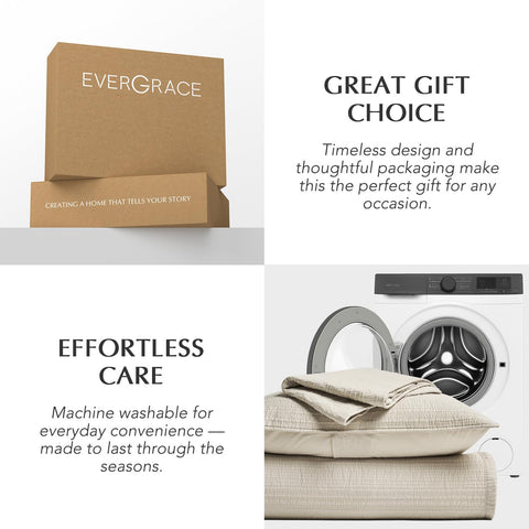 Care-focused image for EVERGRACEHOME Channel Stitch King Quilt highlights easy care