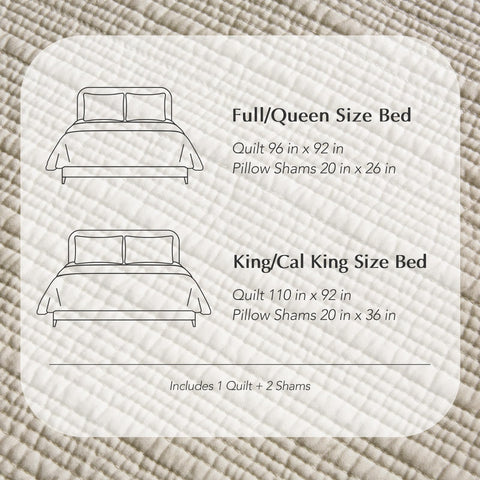 Lay-flat display of EVERGRACEHOME Channel Stitch King Quilt in parchment for all-season styling
