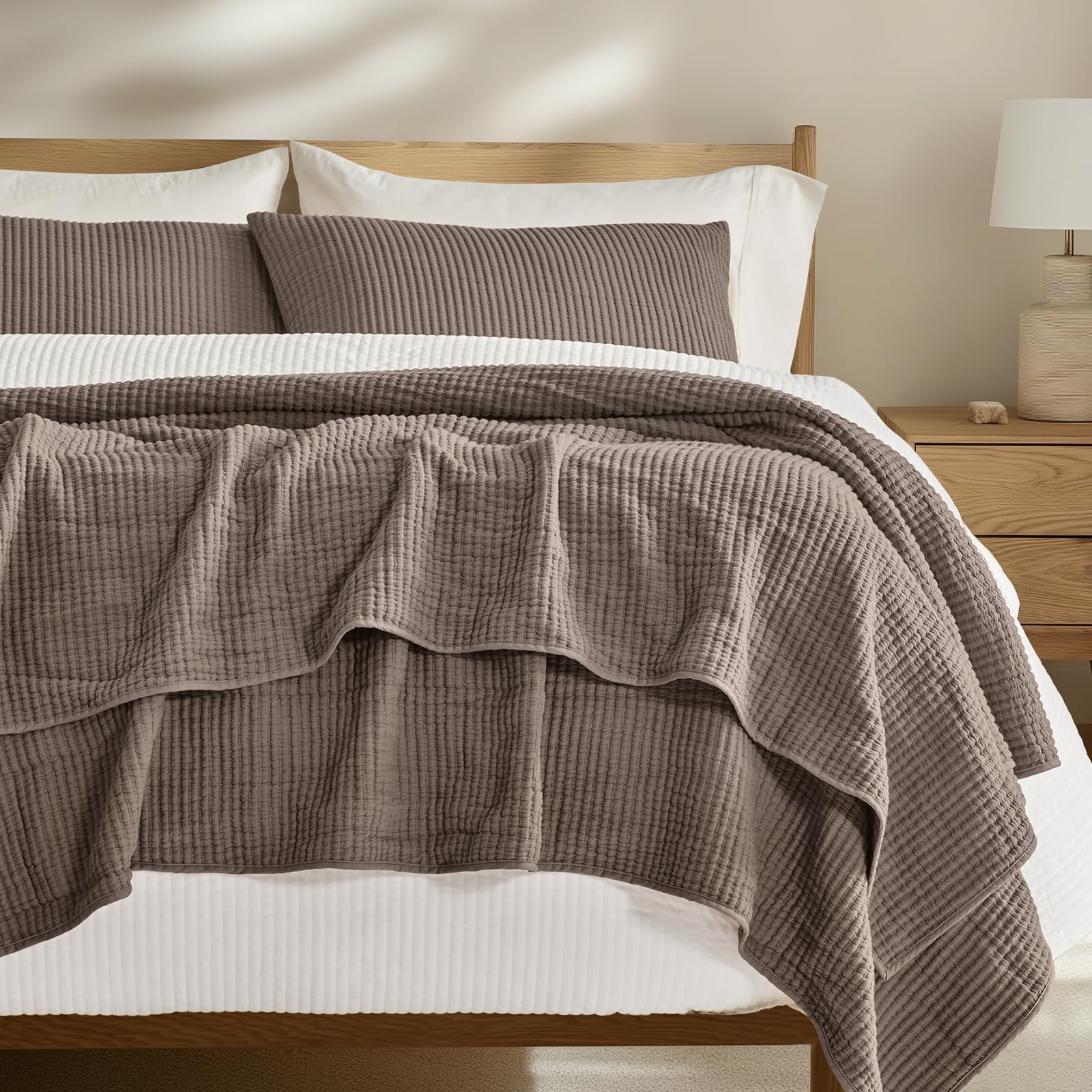 Evergracehome cotton coverlet set king with three pieces offering breathable comfort.