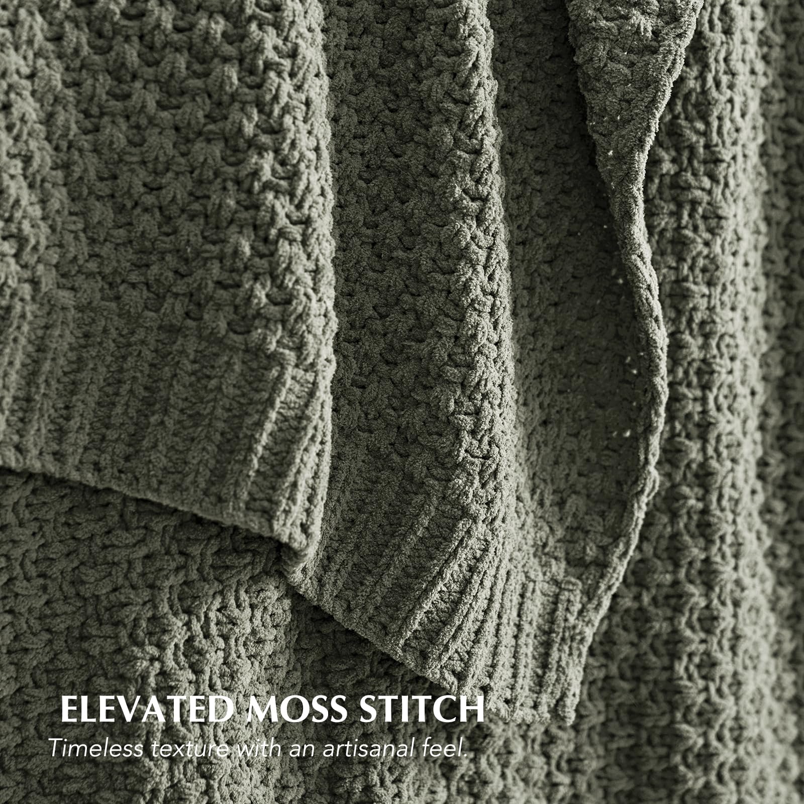 EVERGRACEHOME dried thyme green throw on sofa adds cozy color and warmth.