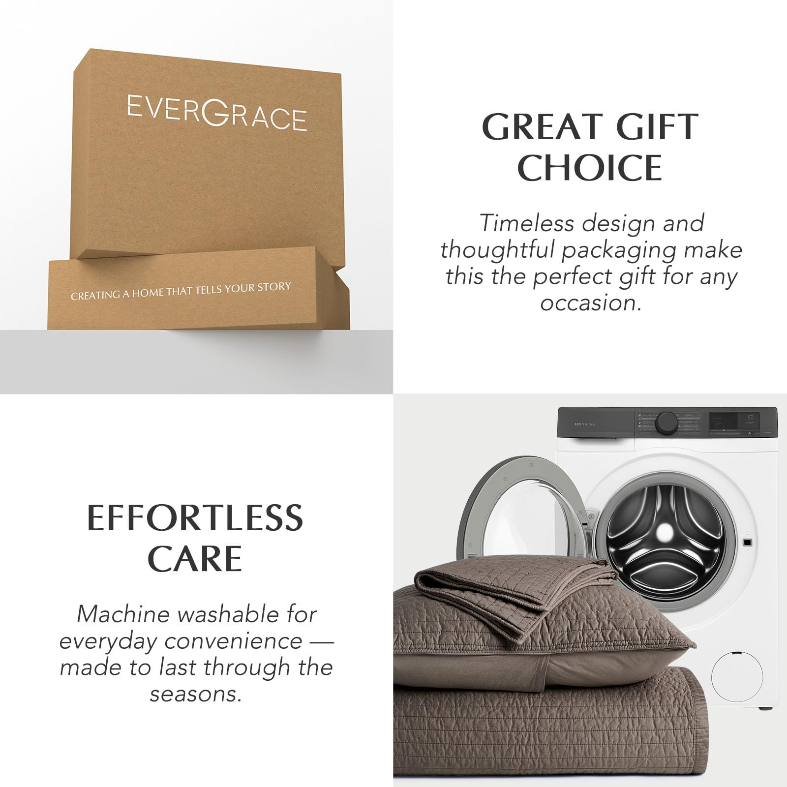 EVERGRACEHOME dense weave and reinforced seams retain shape over time.